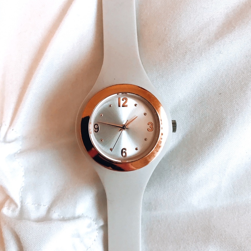Blush Pink Rubber Stainless Steel Back Watch